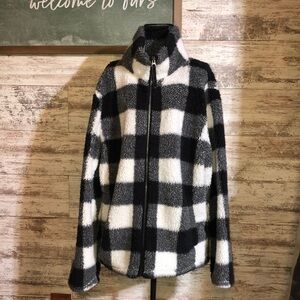 Membersmark cozy Sherpa size large checkered sweatshirt warm black and w…